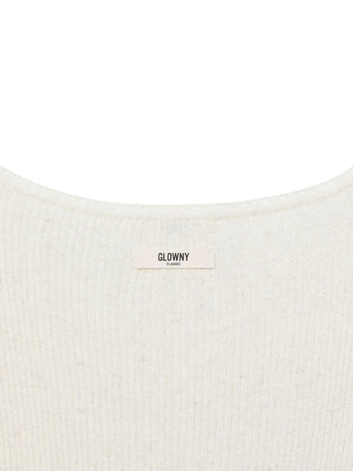 글로니(GLOWNY) G CLASSIC RIB V-NECK KNIT (OATMEAL)