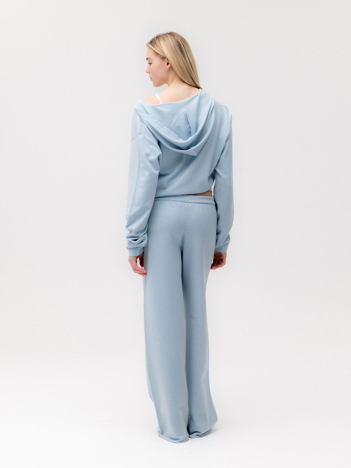 글로니(GLOWNY) G HUG V-NECK KNIT HOODIE (BABY BLUE)