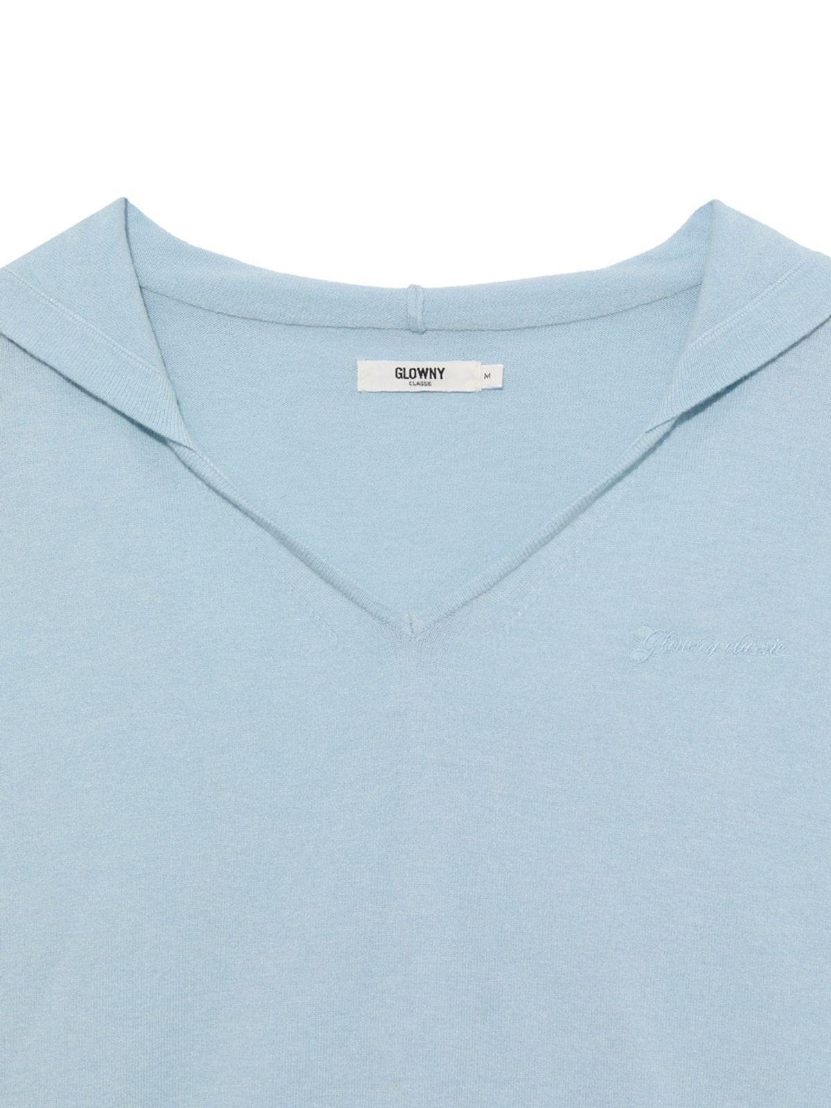 글로니(GLOWNY) G HUG V-NECK KNIT HOODIE (BABY BLUE)