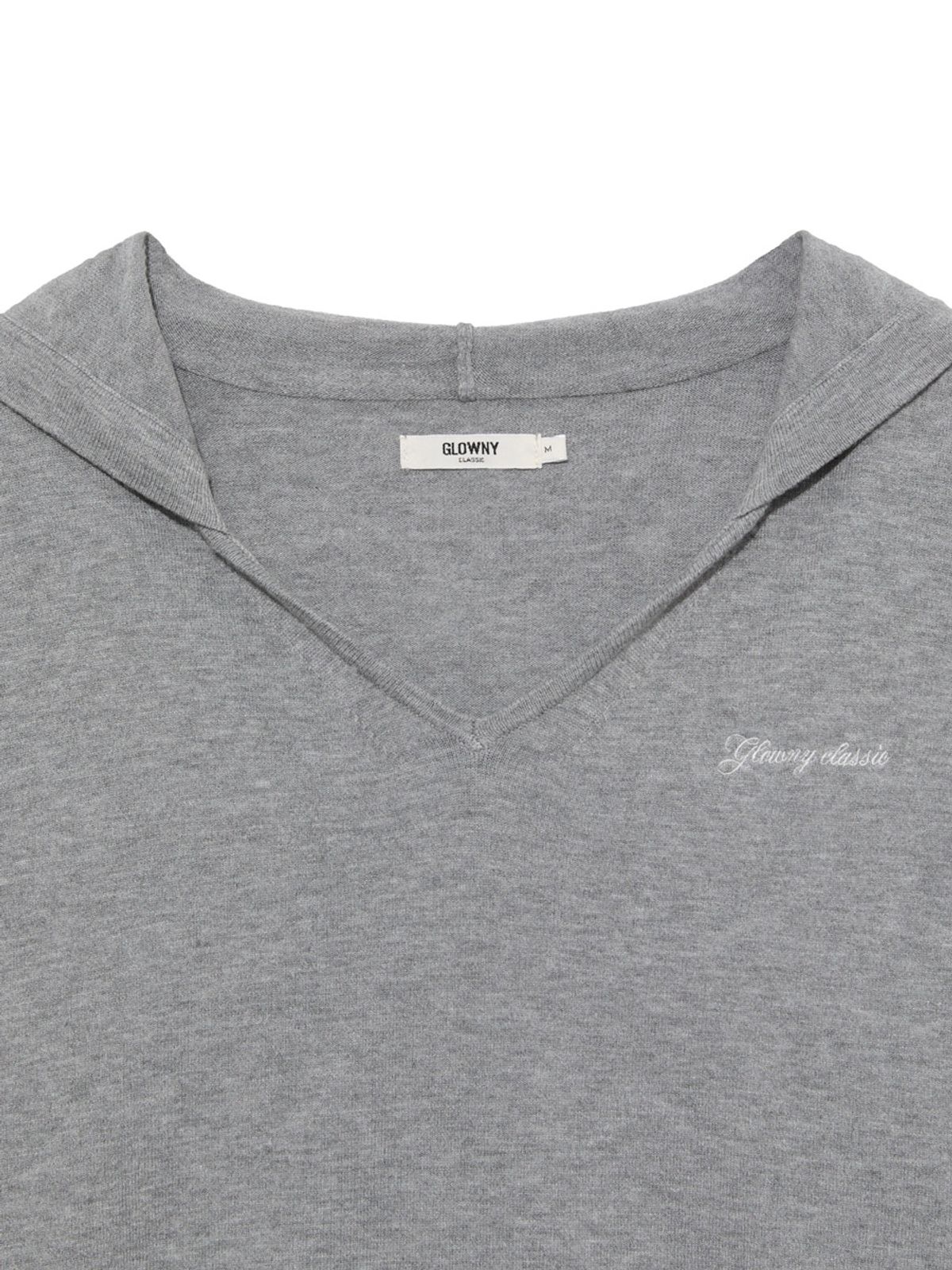 글로니(GLOWNY) G HUG V-NECK KNIT HOODIE (MELANGE GRAY)