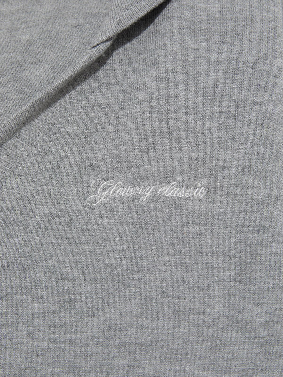 글로니(GLOWNY) G HUG V-NECK KNIT HOODIE (MELANGE GRAY)