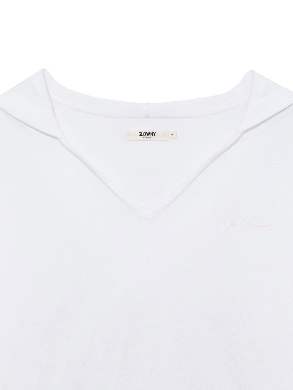 글로니(GLOWNY) G HUG V-NECK KNIT HOODIE (WHITE)