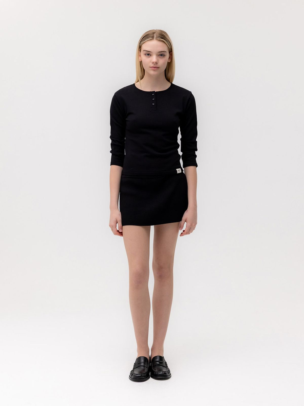 글로니(GLOWNY) G KNIT REST SKIRT (BLACK)