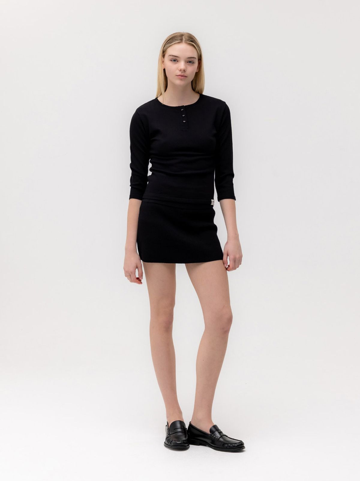 글로니(GLOWNY) G KNIT REST SKIRT (BLACK)