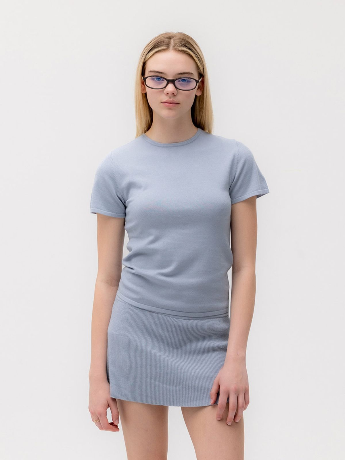 글로니(GLOWNY) G BABY KNIT TEE (DUST BLUE)