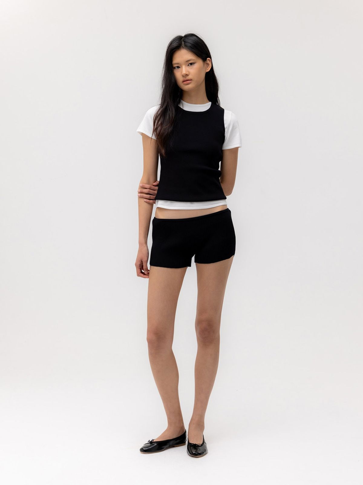 글로니(GLOWNY) G KNIT REST SHORTS (BLACK)