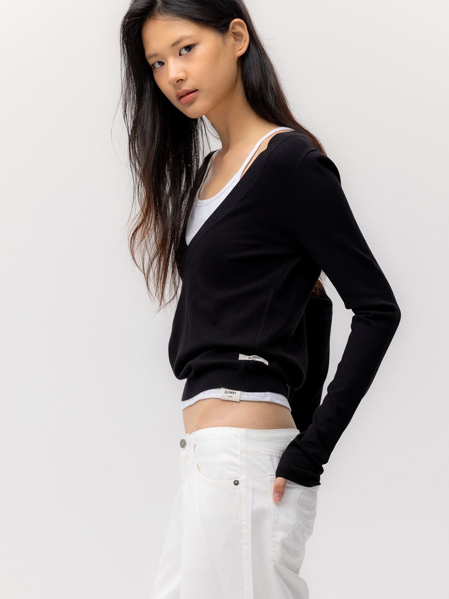 글로니(GLOWNY) G DEEP V-NECK KNIT (BLACK) - 사이즈 & 후기 | 무신사