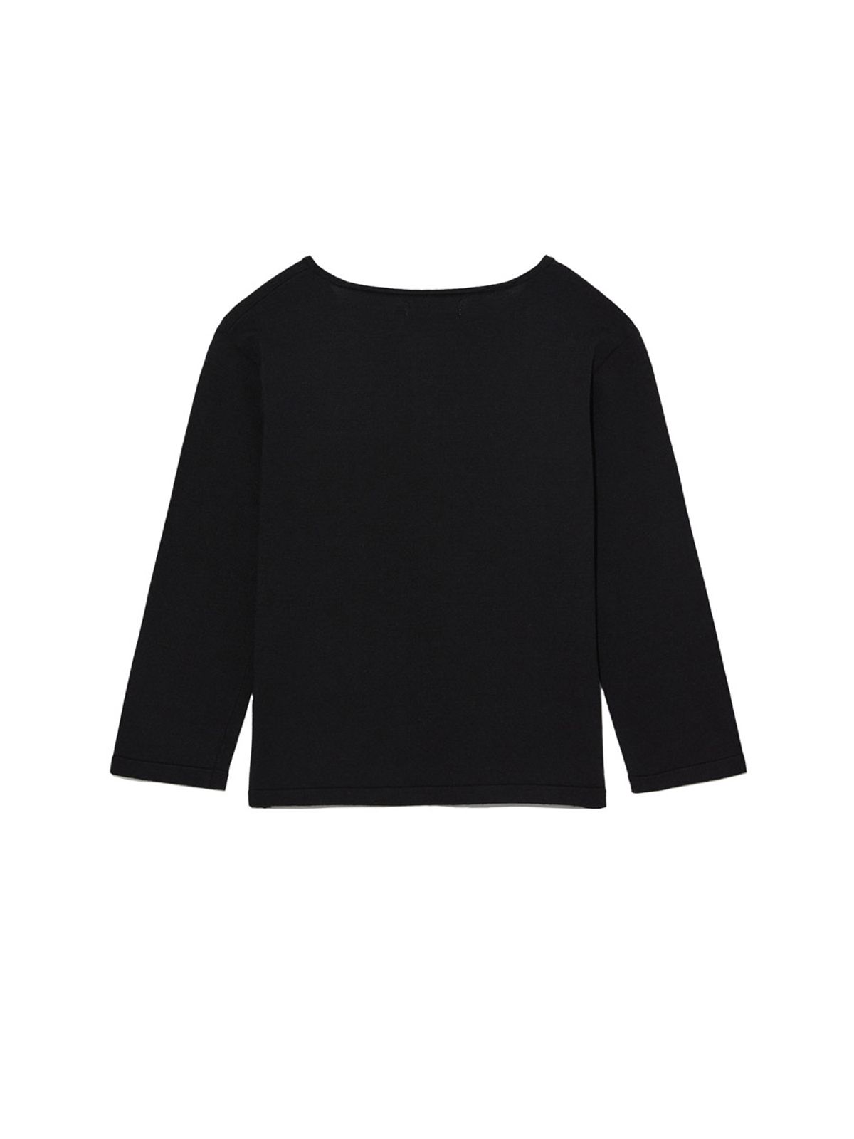 글로니(GLOWNY) 3/4 BUTTON FLY KNIT TEE (BLACK)