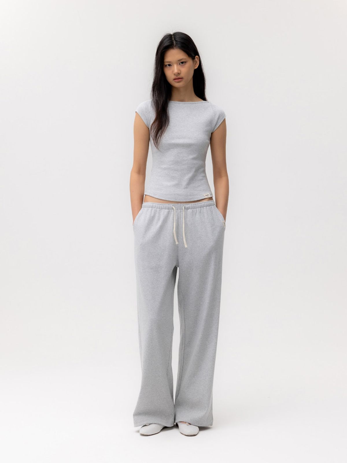 글로니(GLOWNY) G COMFORT STRING PANTS (MELANGE GRAY)