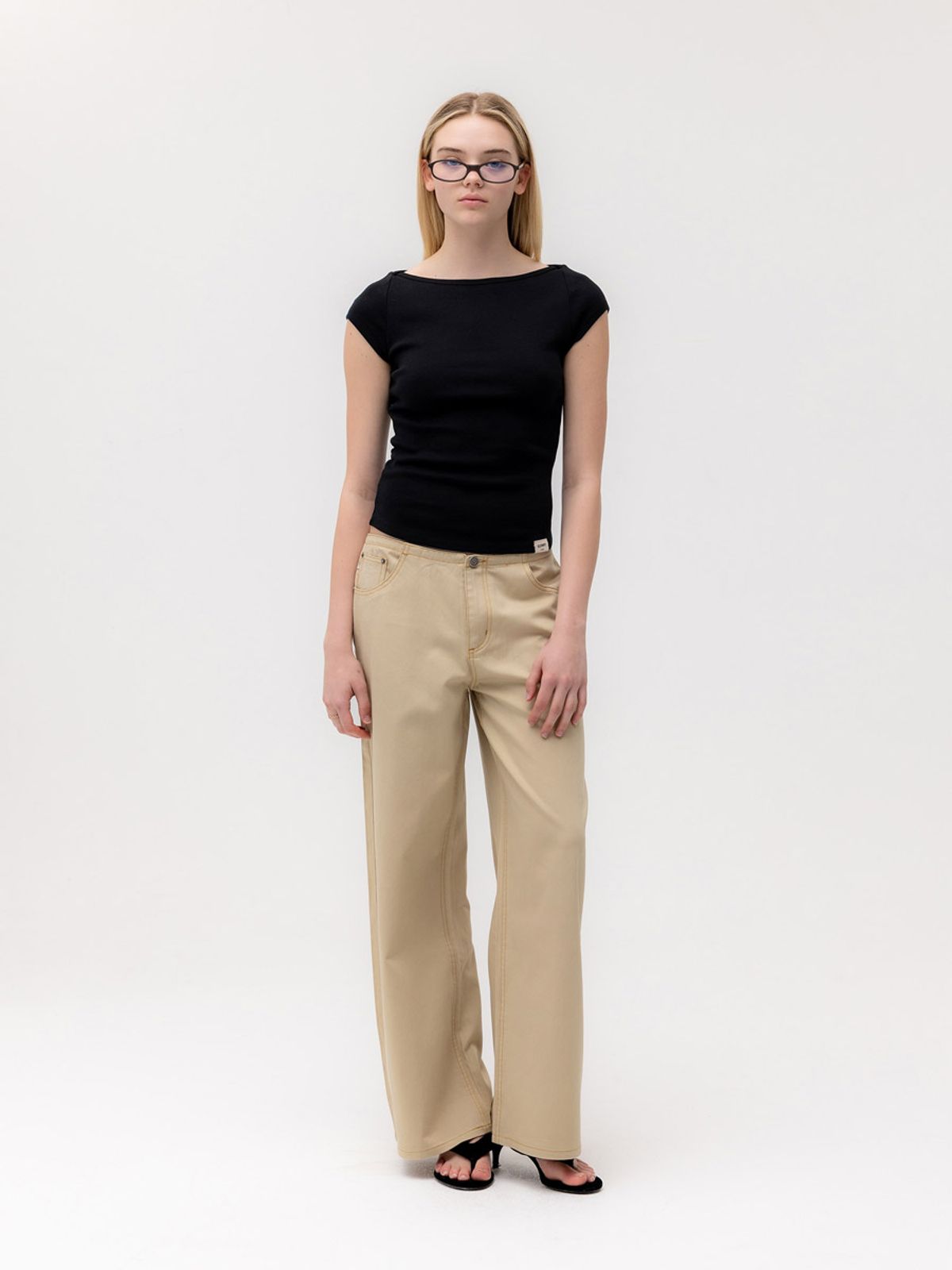 글로니(GLOWNY) G CLASSIC BOAT NECK TEE (BLACK)