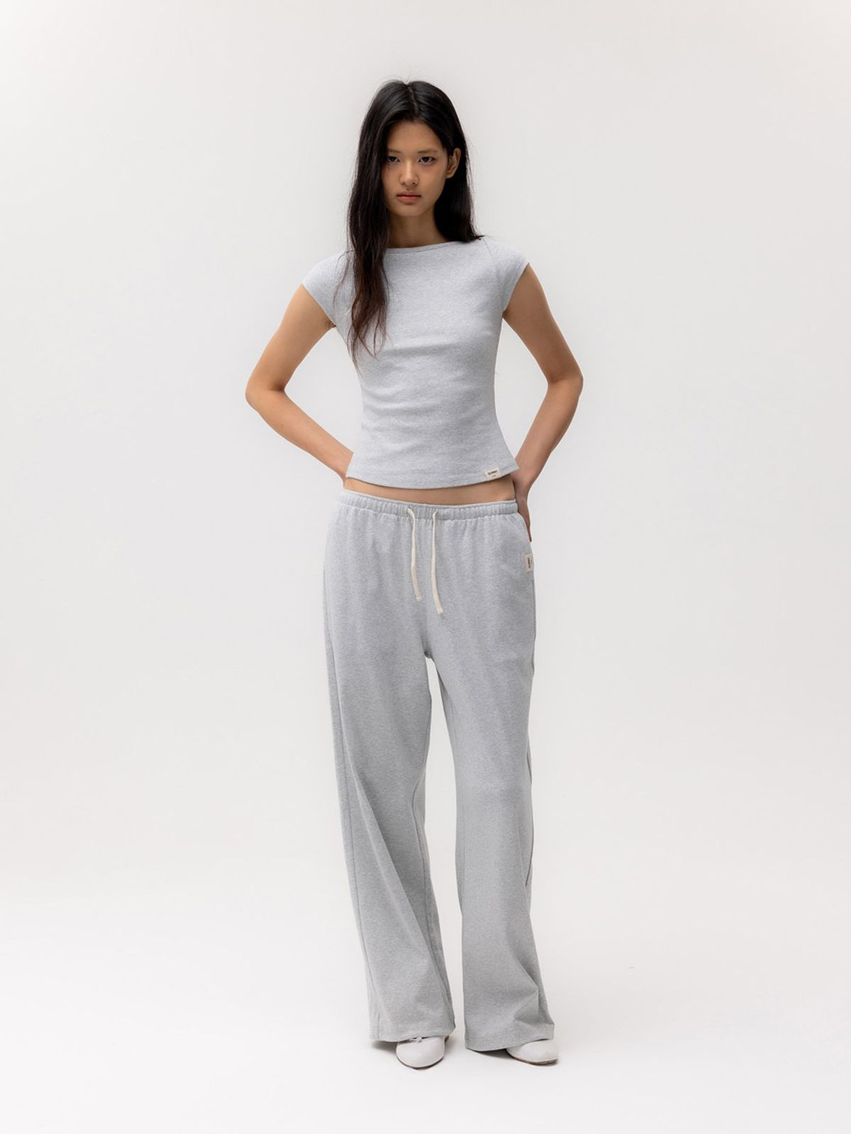 글로니(GLOWNY) G CLASSIC BOAT NECK TEE (MELANGE GRAY)