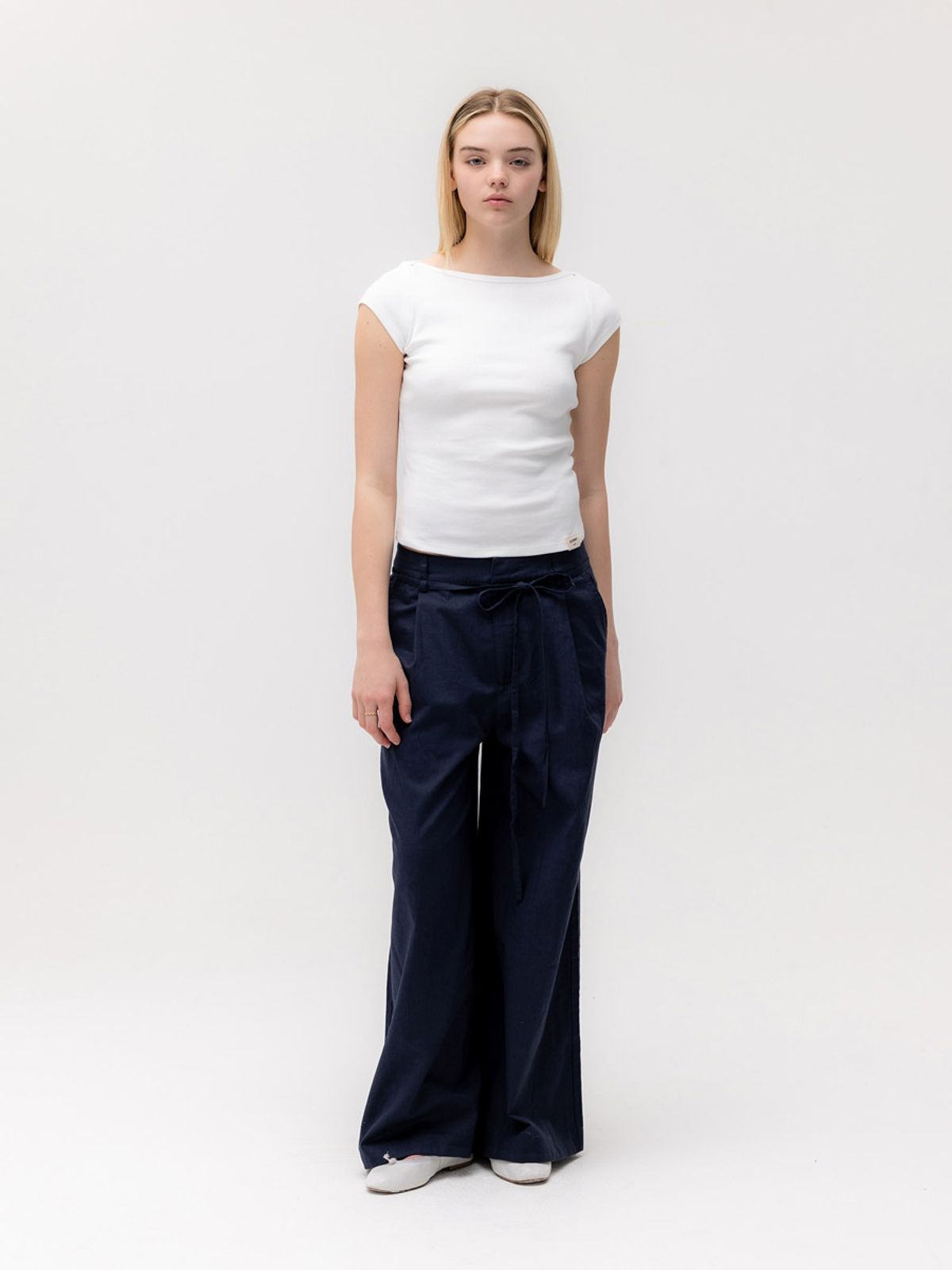 글로니(GLOWNY) G CLASSIC BOAT NECK TEE (WHITE)
