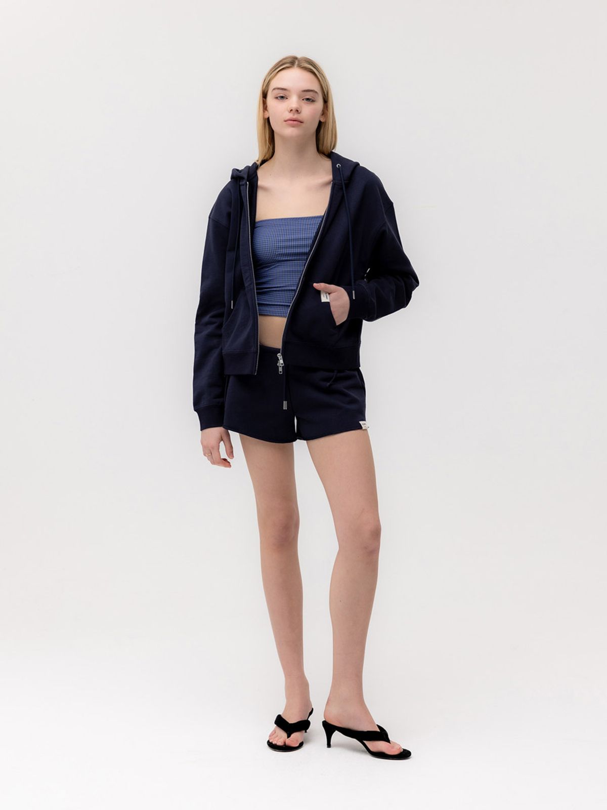 글로니(GLOWNY) G STANDARD ZIP-UP HOODIE (NAVY)