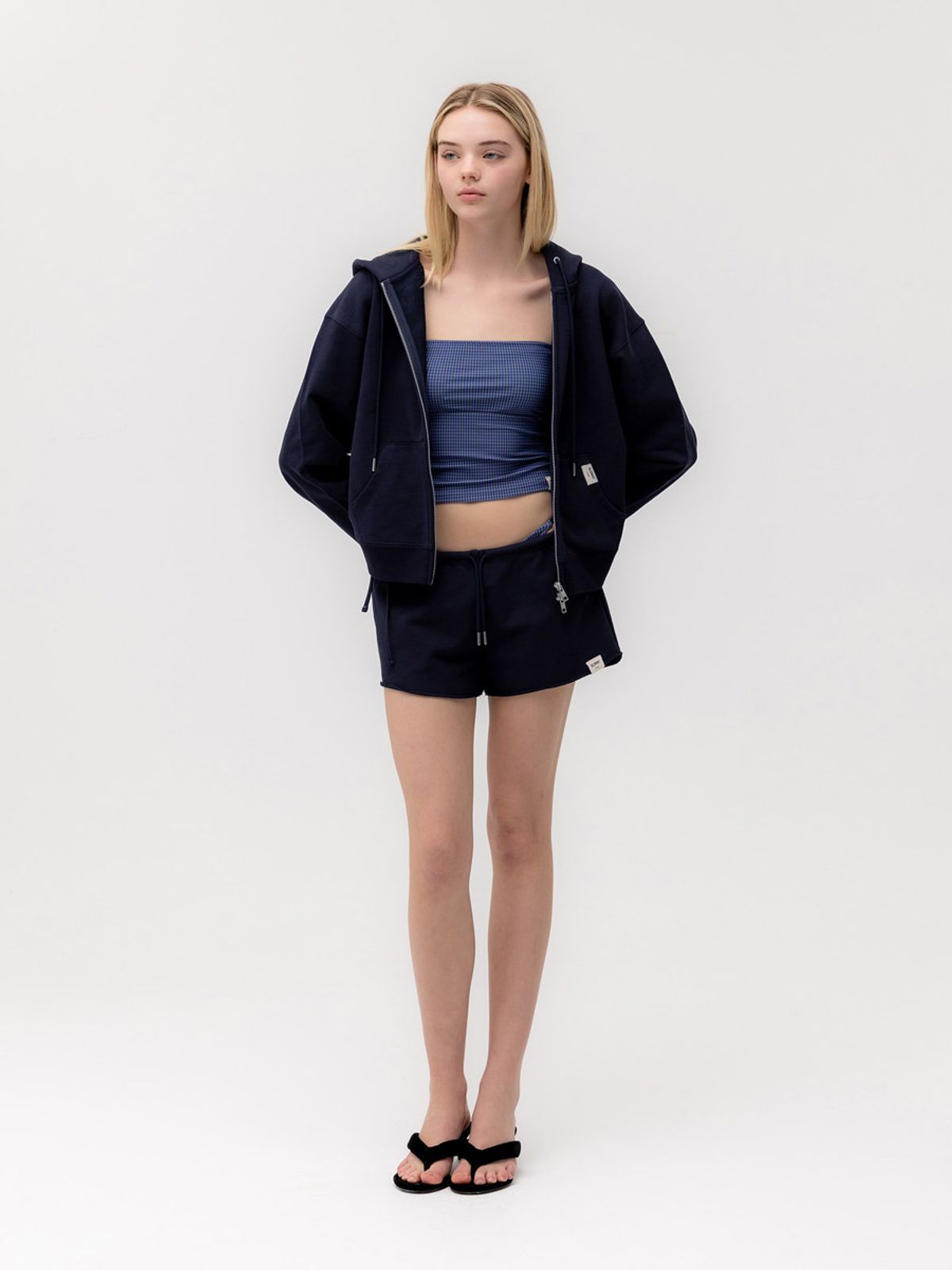 글로니(GLOWNY) G STANDARD ZIP-UP HOODIE (NAVY)