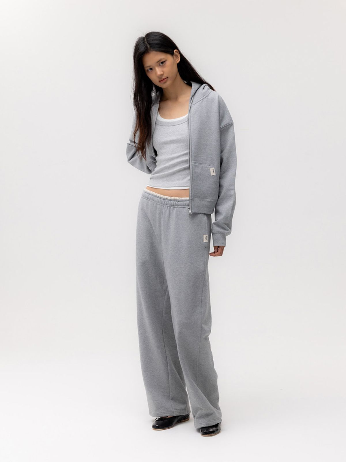 글로니(GLOWNY) G STANDARD ZIP-UP HOODIE (MELANGE GRAY)
