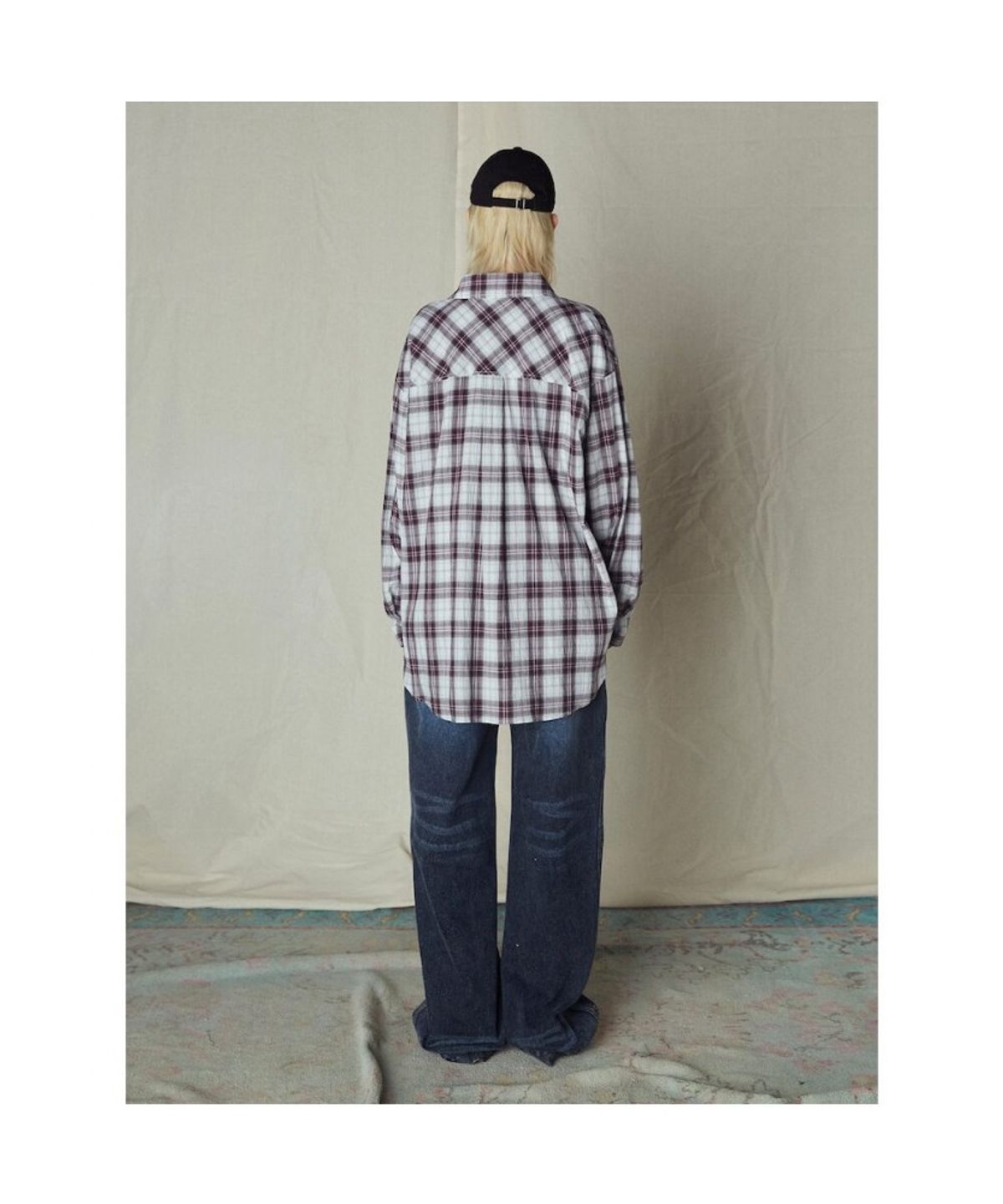 샌드 사운드(SAND SOUND) (UNISEX) 빅체크 오버핏 셔츠  와인