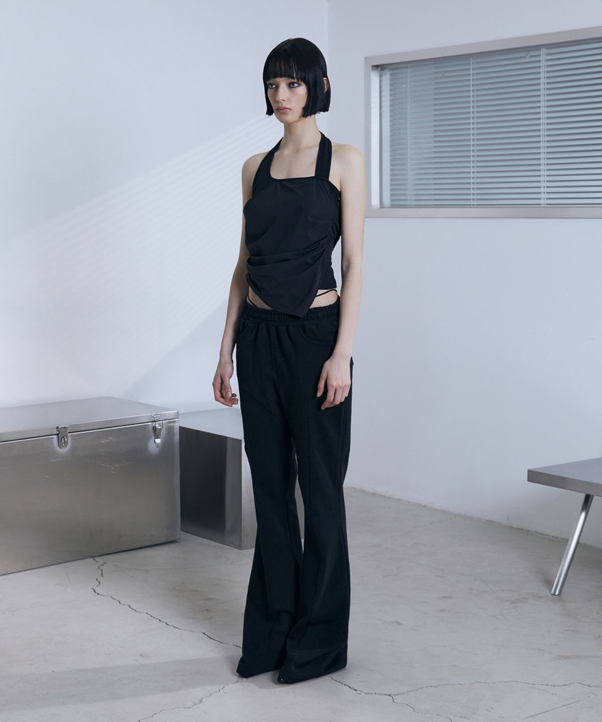 분트(VOONT) Low-Rise String Bootcut Pants (BLACK)