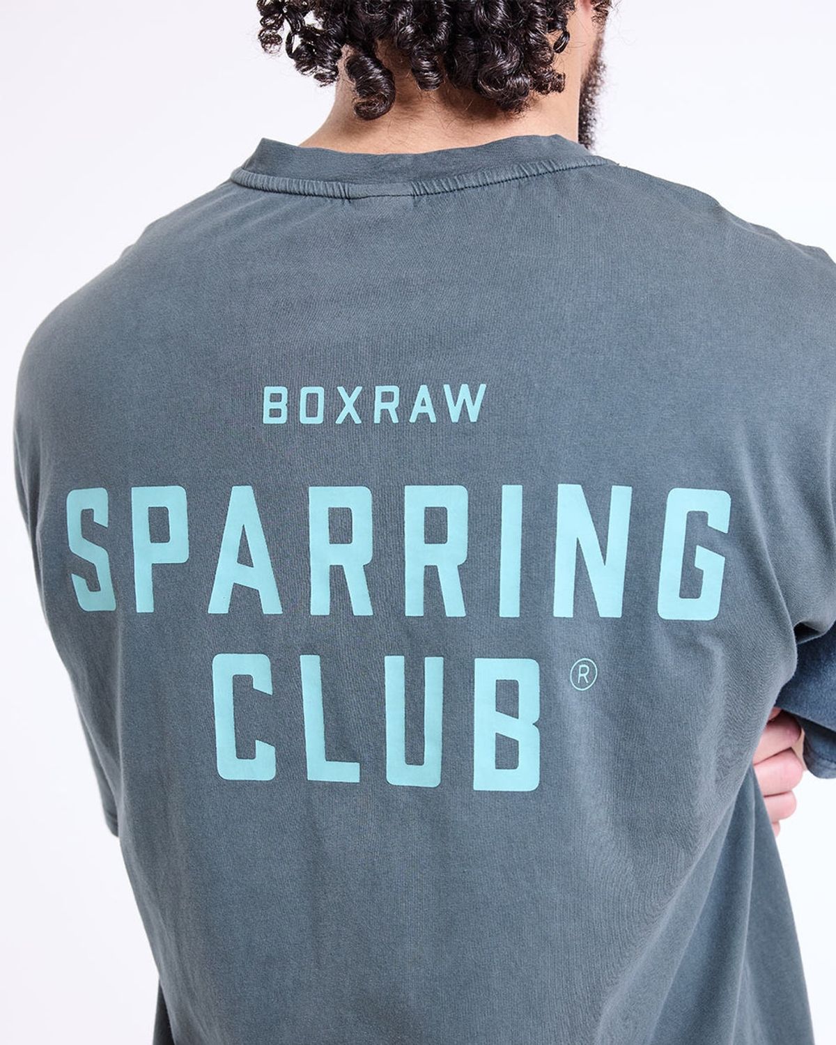 복스로(BOXRAW) 스파링 클럽 오버사이즈 티셔츠 - 남성 M BXRW-SPCLT [워시드 차콜]