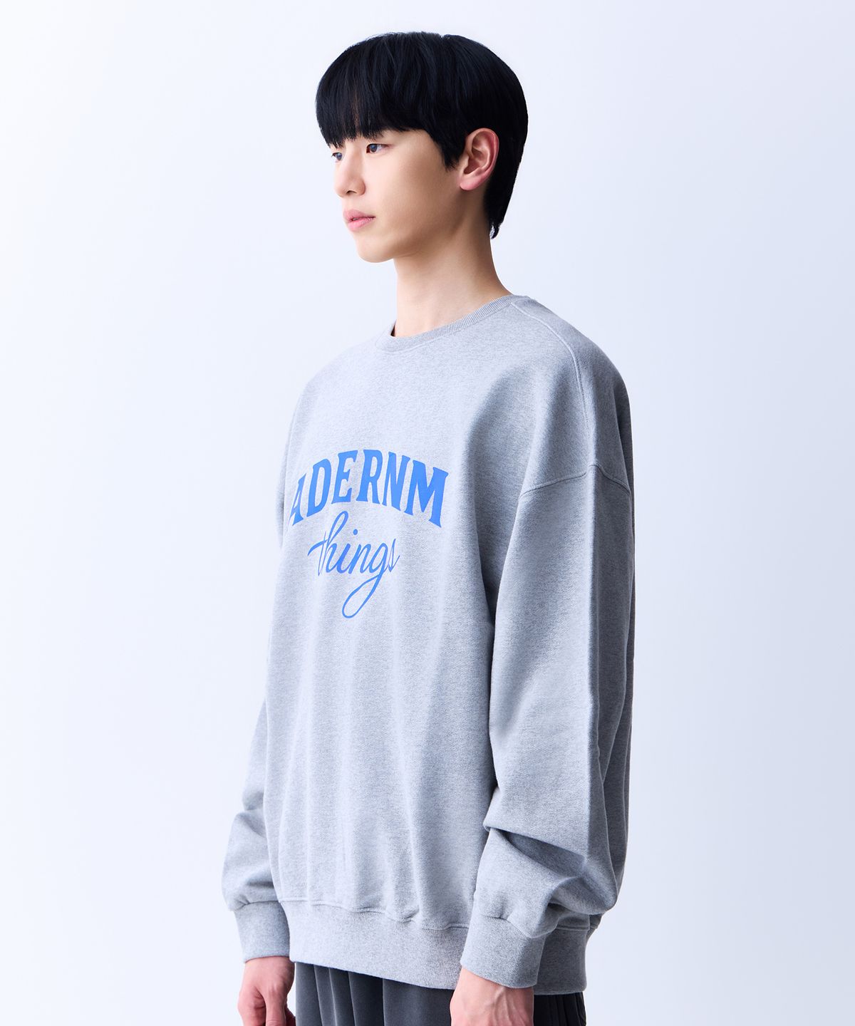 에이던엠(ADERNM) 씽즈 스웨트셔츠 그레이&블루