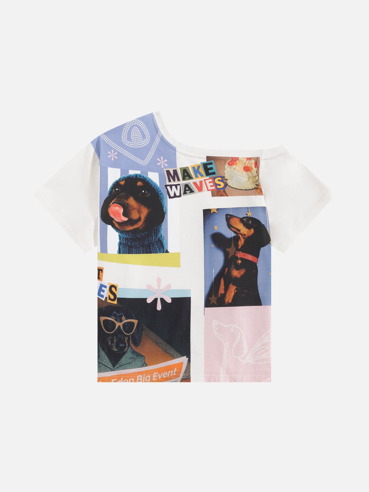 엘프릭 에덴(AELFRIC EDEN) Aelfric Eden Dachshund Collage Off-the-Shoulder Tee 오프숄더 반팔티 AE26CTQ10318-01TWHI