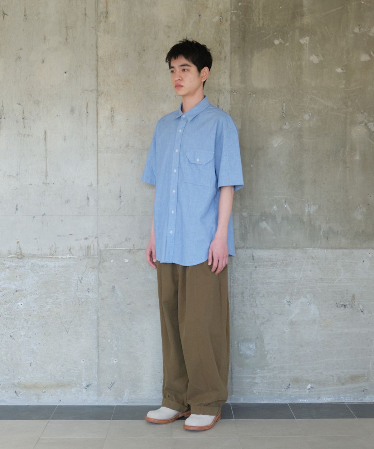 홀리선(HORLISUN) Poole Chambray Shirt Light Blue