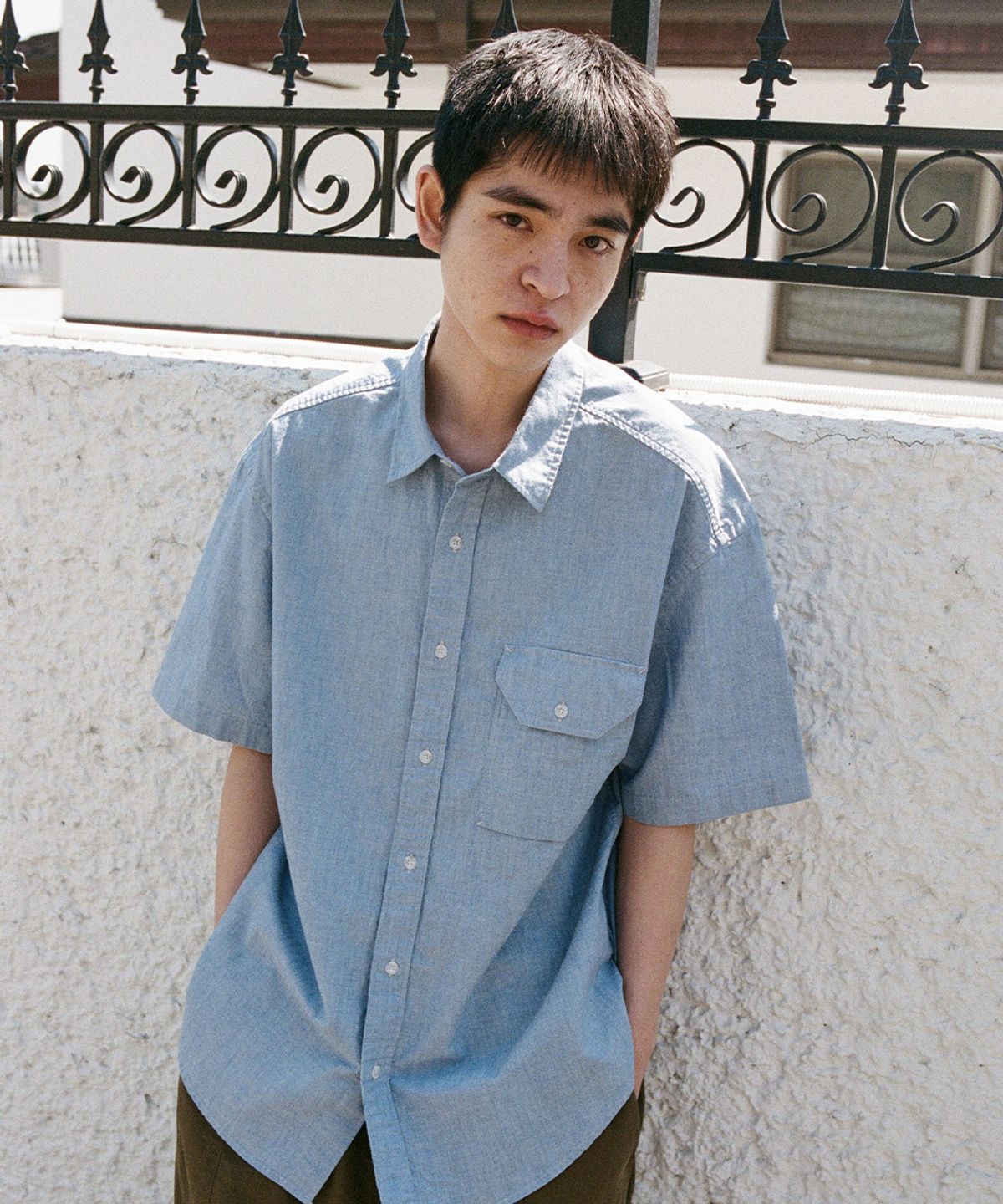 홀리선(HORLISUN) Poole Chambray Shirt Light Blue