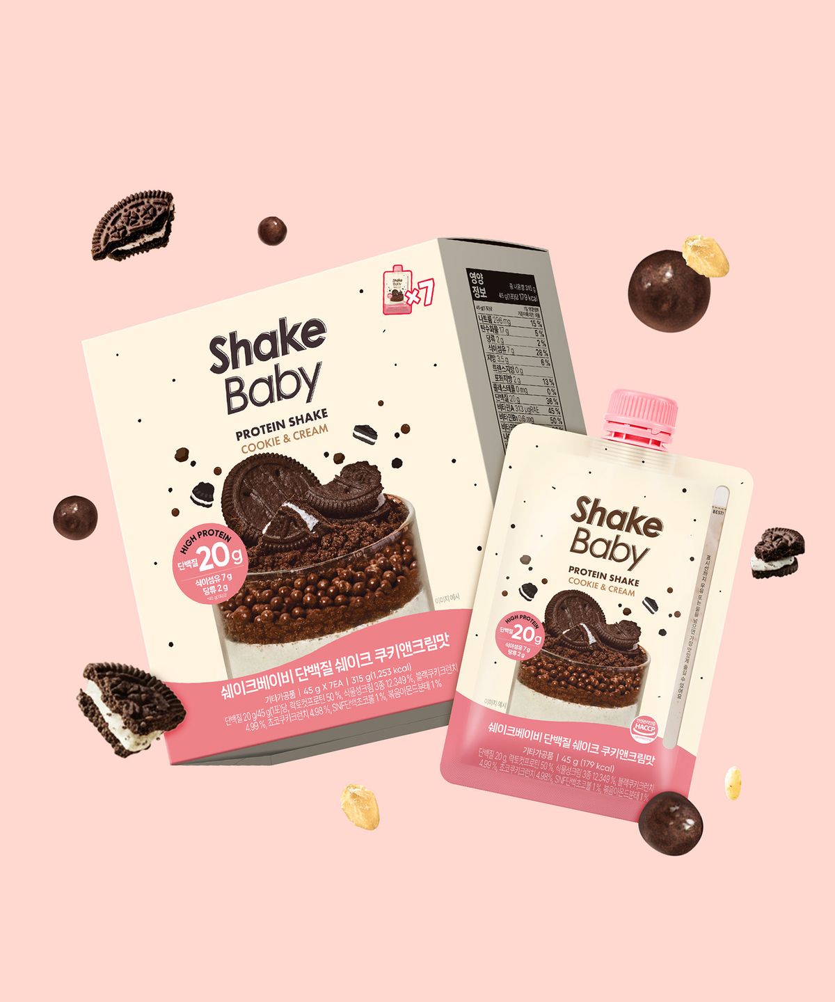 쉐이크베이비(SHAKEBABY) [총 7개입] 쉐이크베이비 단백질 쉐이크 파우치 45g