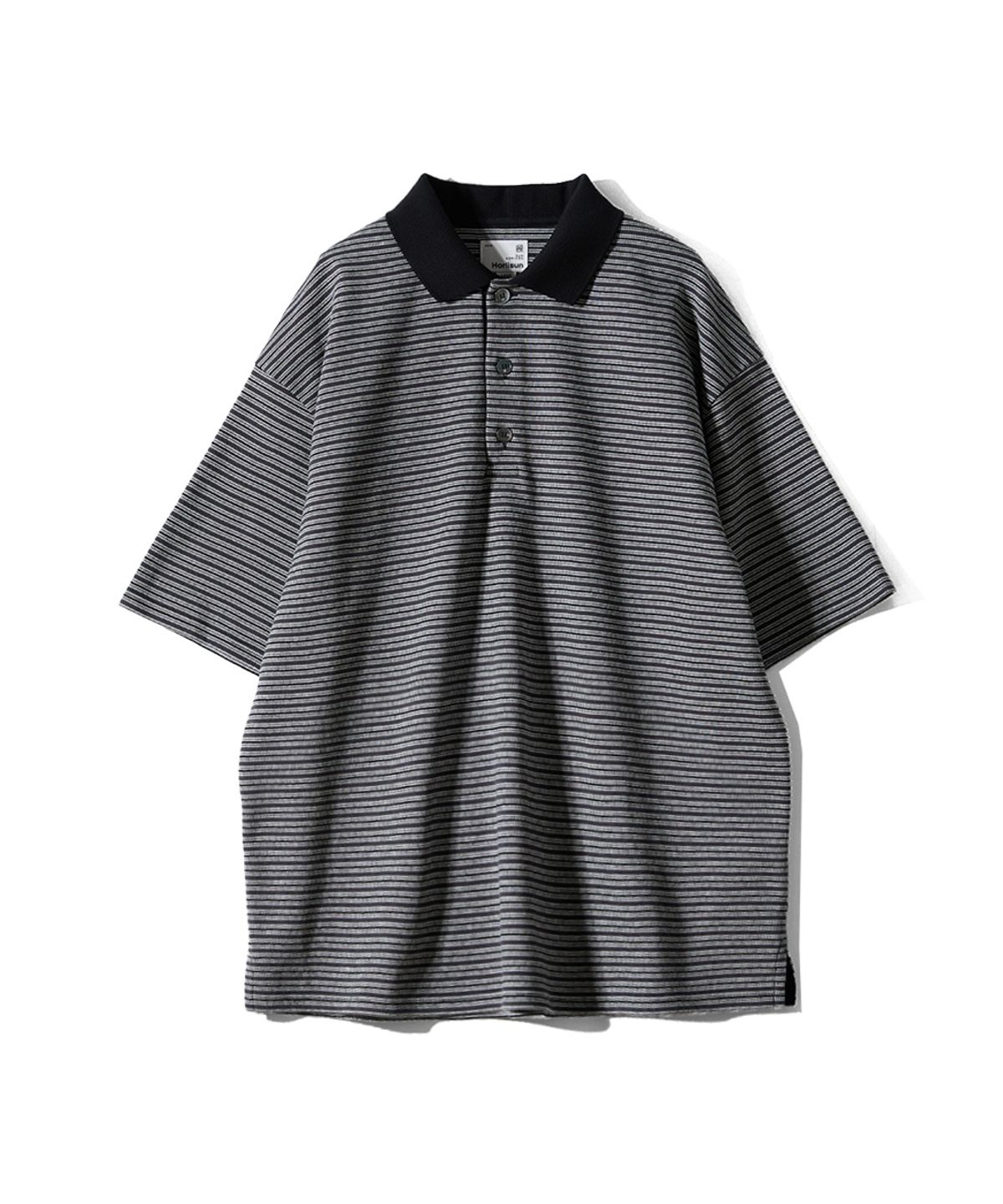 홀리선(HORLISUN) Sumerset Short Pique Stripe Pullover Shirt Charcoal