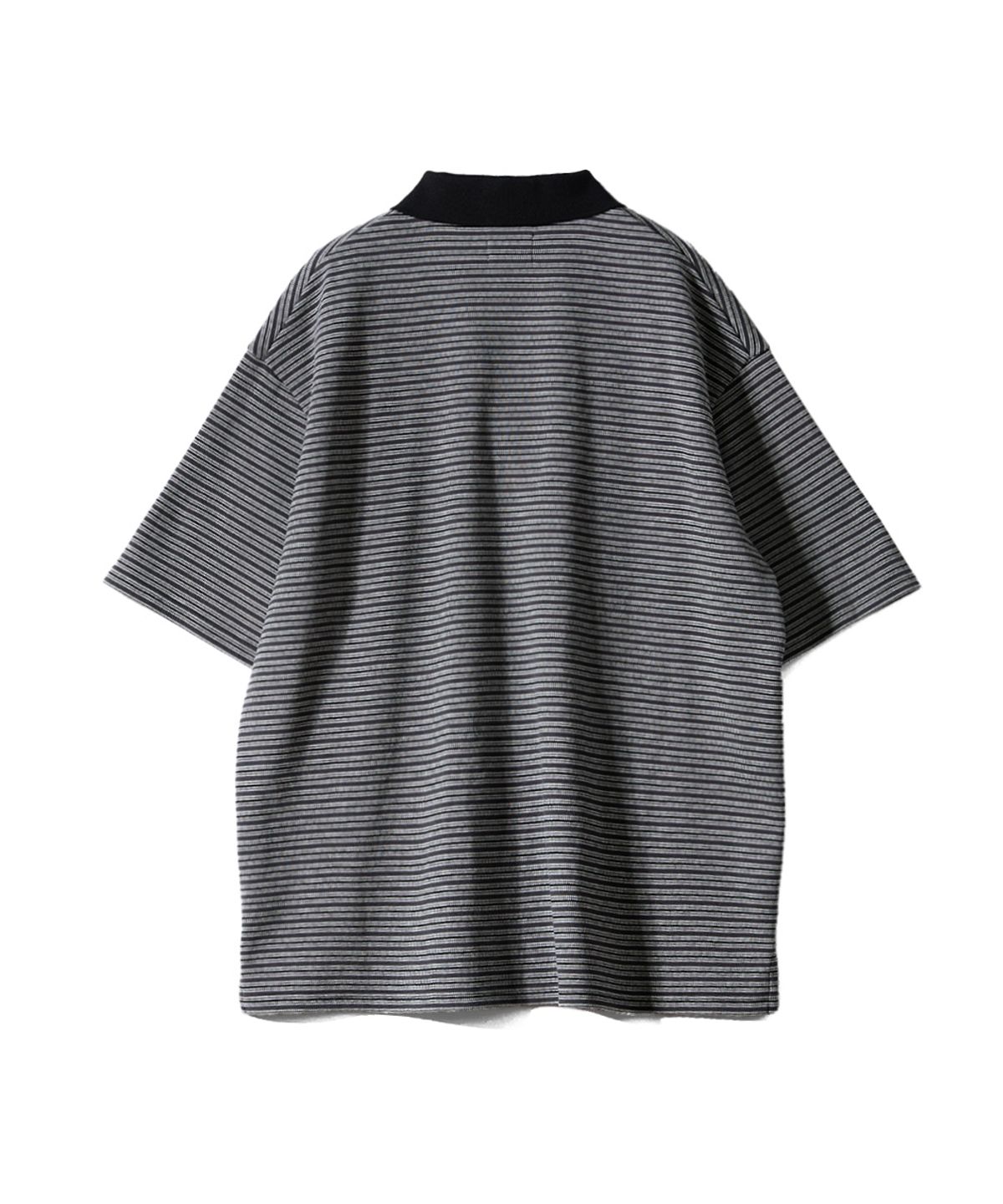홀리선(HORLISUN) Sumerset Short Pique Stripe Pullover Shirt Charcoal