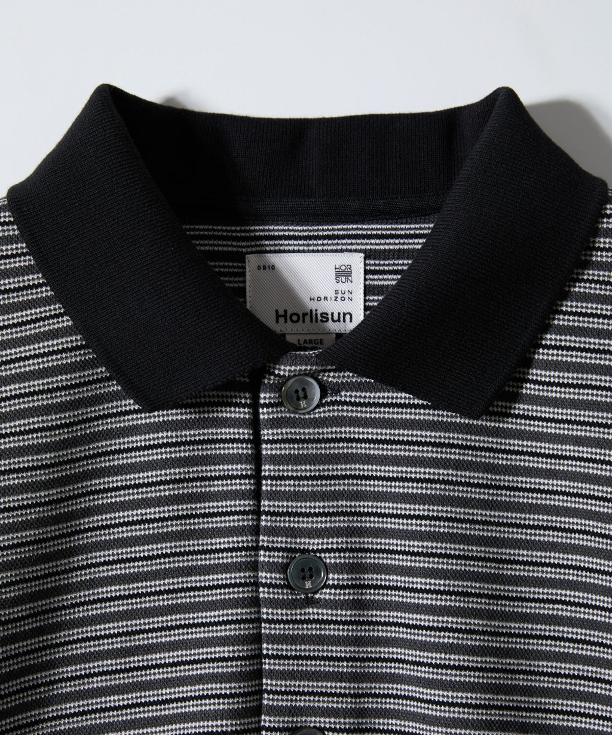 홀리선(HORLISUN) Sumerset Short Pique Stripe Pullover Shirt Charcoal