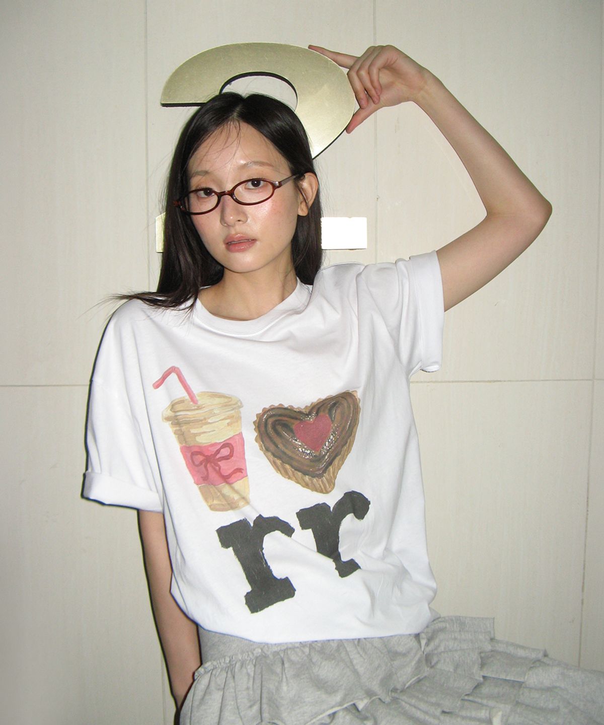 론론(RONRON) DESSERT RR OVER FIT T SHIRT WHITE