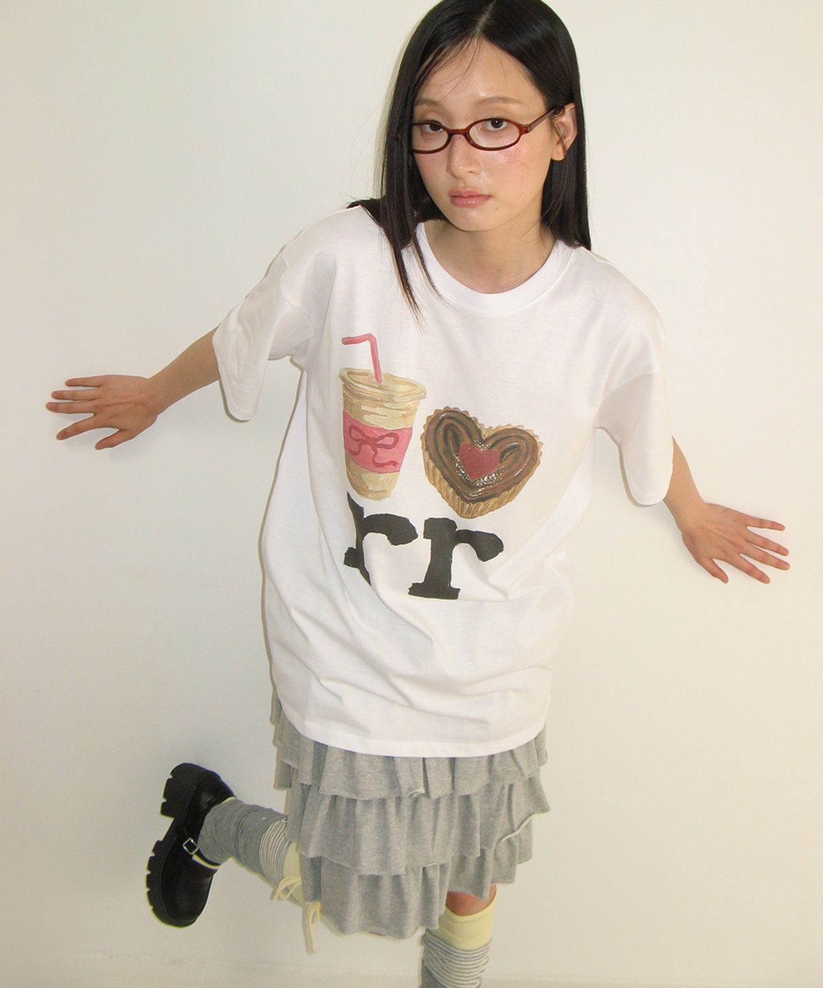 론론(RONRON) DESSERT RR OVER FIT T SHIRT WHITE