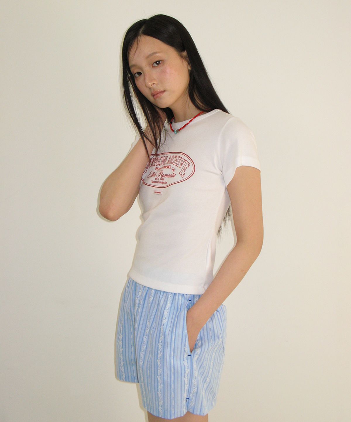 론론(RONRON) RR ARCHIVE SLIM FIT T SHIRT WHITE