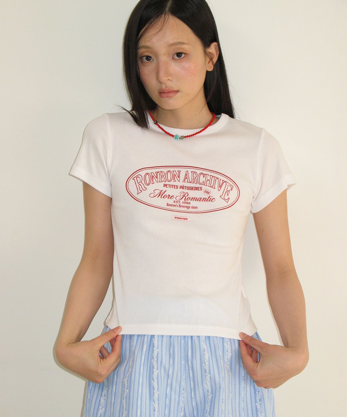 론론(RONRON) RR ARCHIVE SLIM FIT T SHIRT WHITE
