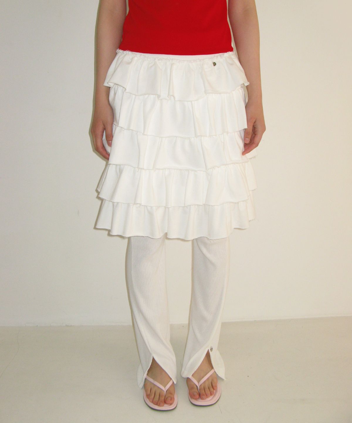 론론(RONRON) CANCAN TIERED MIDI SKIRT WHITE