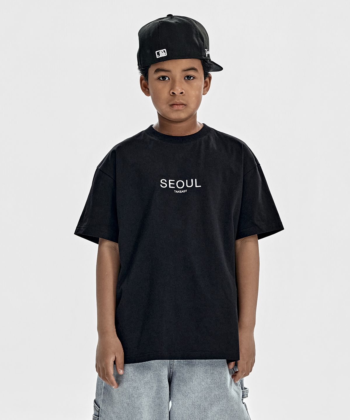 테이크이지 키즈(TAKEASY KIDS) 서울 자이언트핏 티셔츠 (블랙)