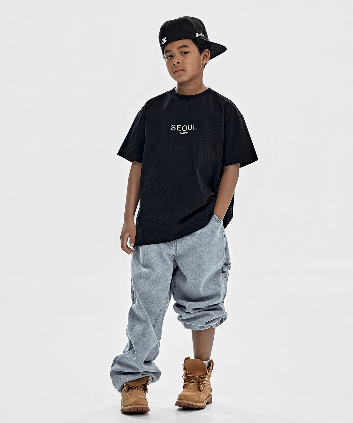 테이크이지 키즈(TAKEASY KIDS) 서울 자이언트핏 티셔츠 (블랙)