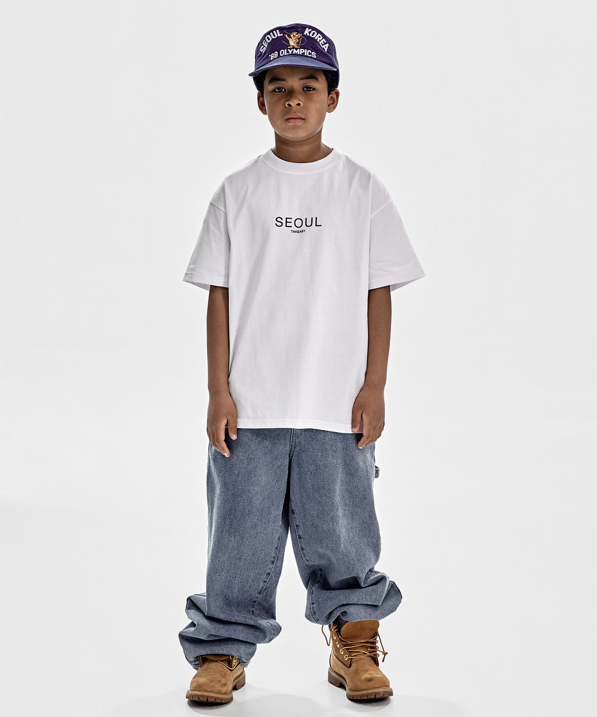 테이크이지 키즈(TAKEASY KIDS) 서울 자이언트핏 티셔츠 (화이트)