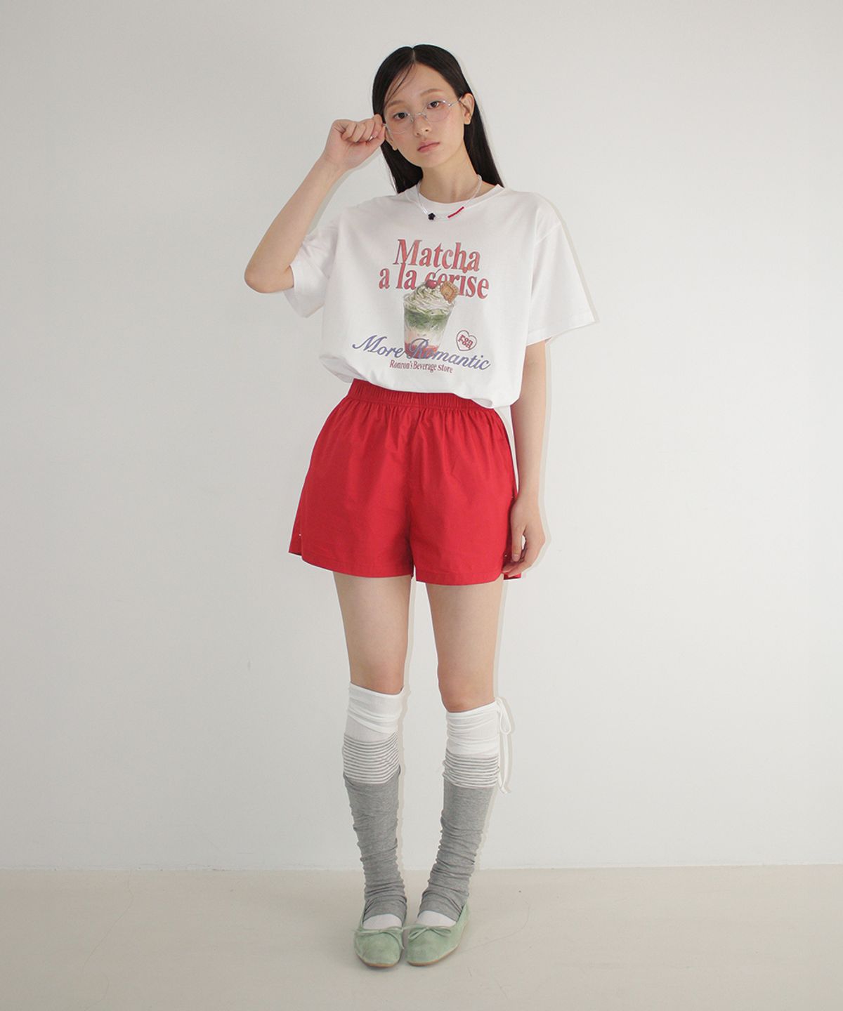 론론(RONRON) LAYERED OPEN TOE LEG WARMERS GREY STRIPE
