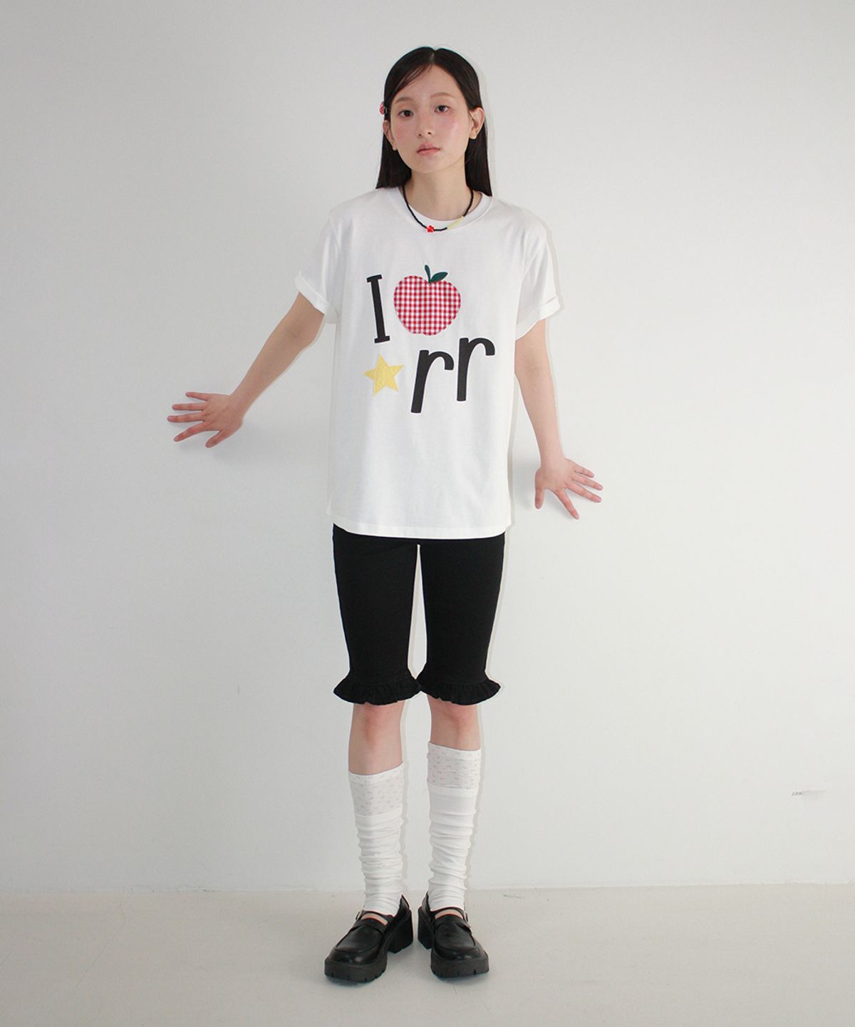 론론(RONRON) LAYERED OPEN TOE LEG WARMERS WHITE FLOWER