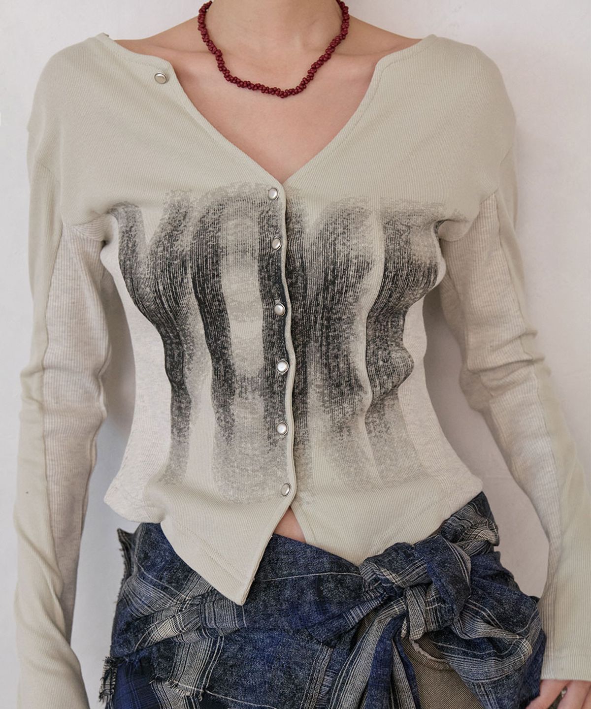 노 엑스트라 터치(NO EXTRA TOUCH) Cotton Cardigan (Beige)_25FWKC002BE