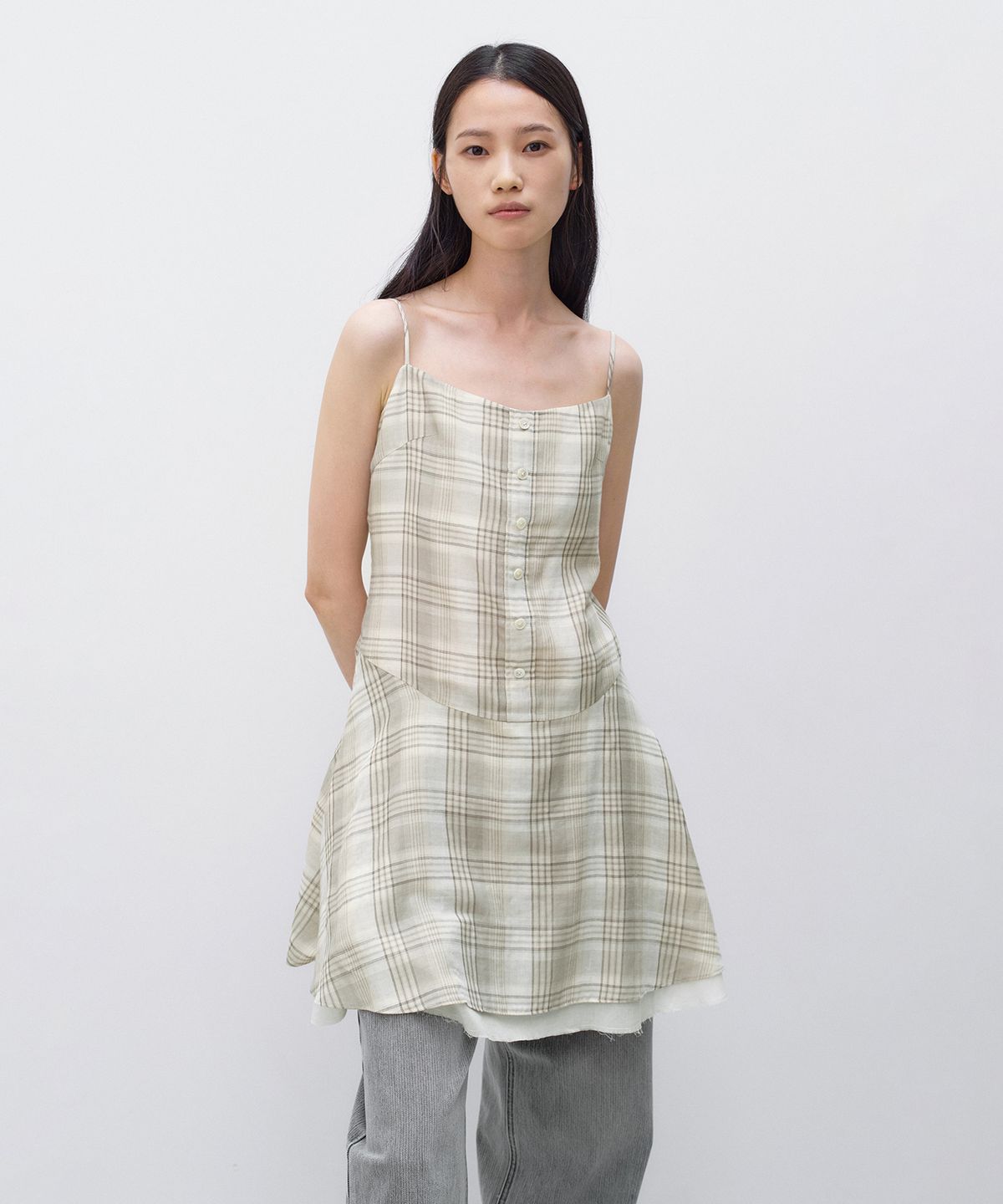 인사일런스 우먼(INSILENCE WOMEN) 체크 미니 원피스 BEIGE
