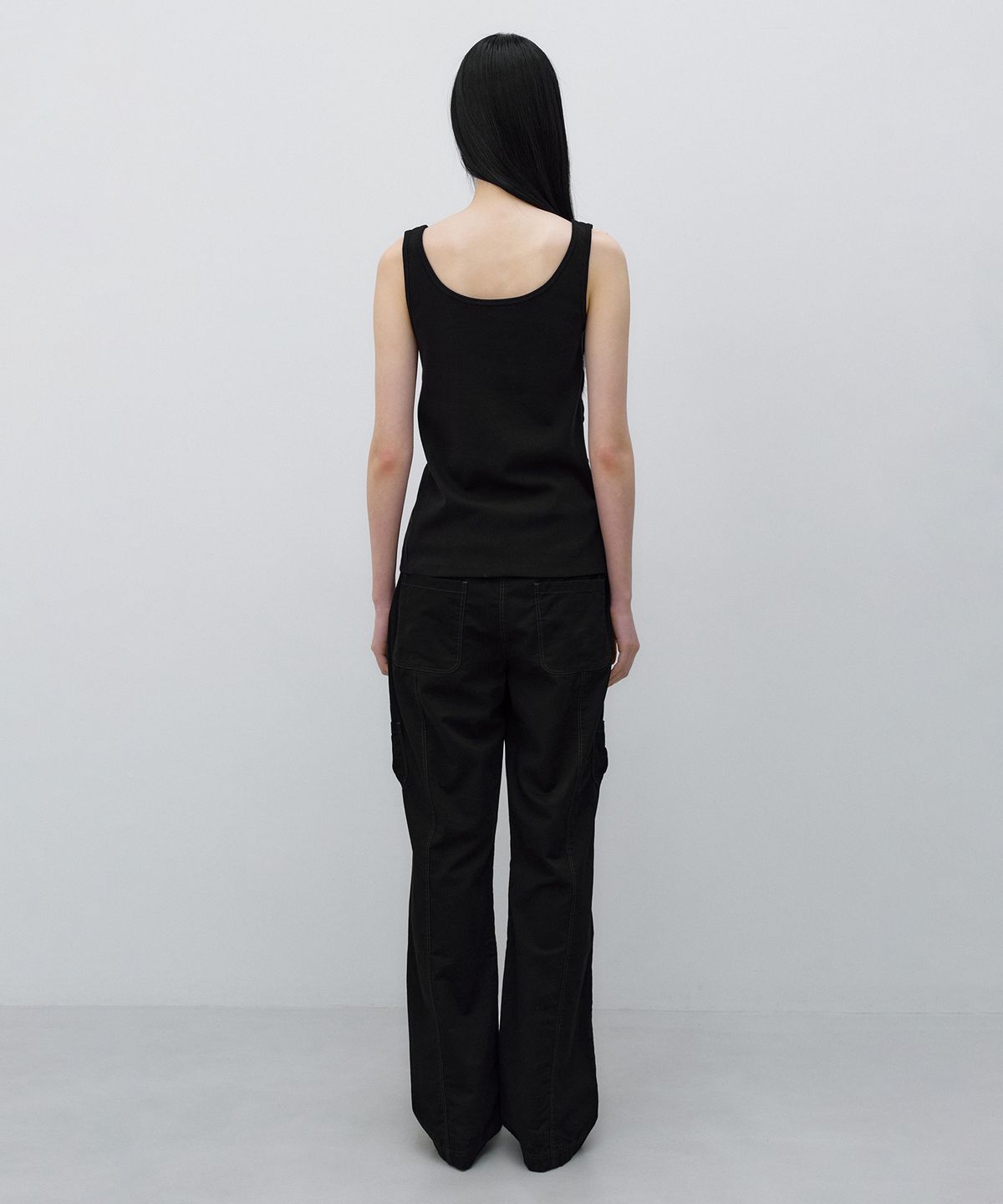 인사일런스 우먼(INSILENCE WOMEN) 워시드 코튼 포켓 팬츠 BLACK