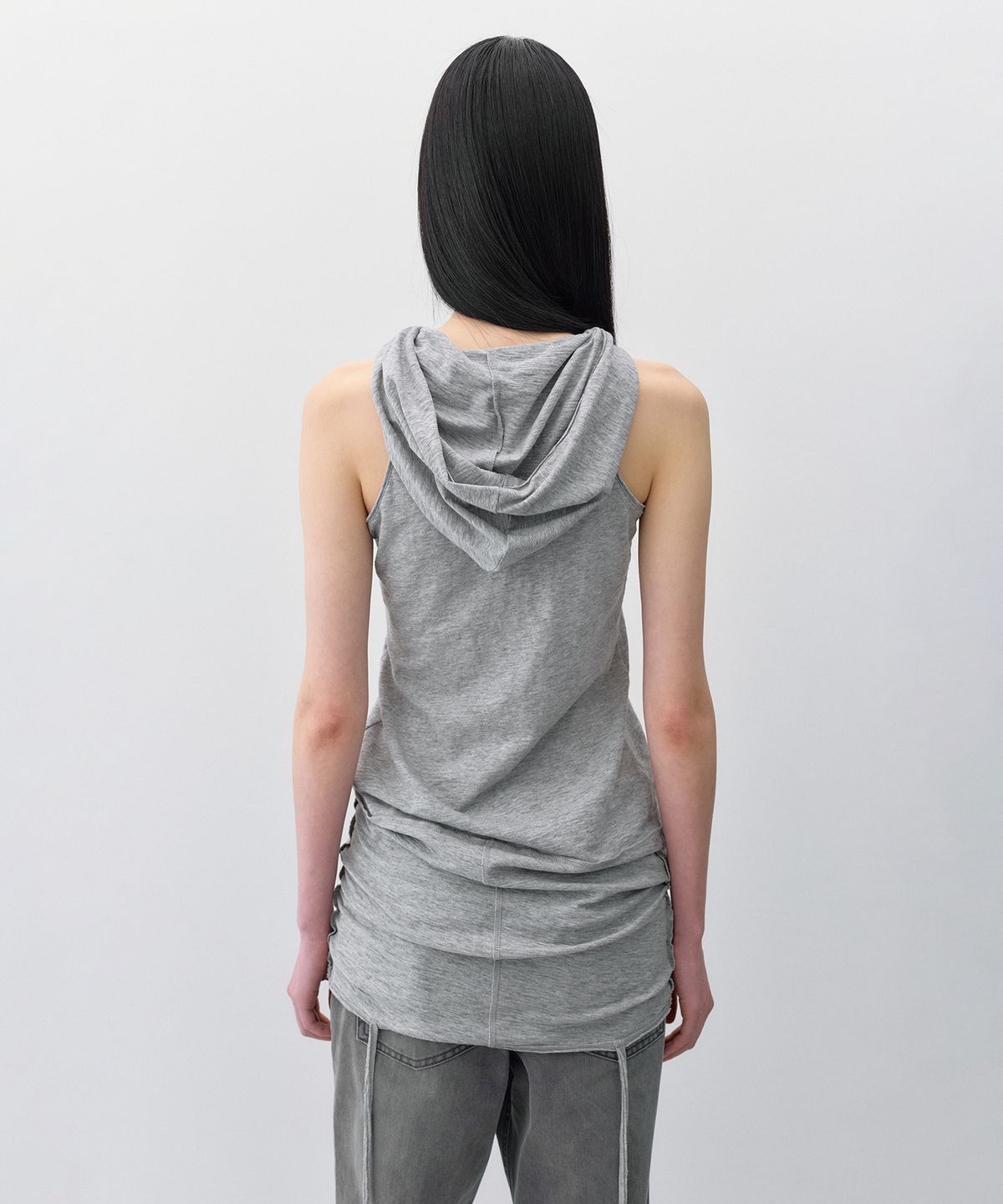인사일런스 우먼(INSILENCE WOMEN) 레이어드 후디 슬리브리스 MELANGE GREY