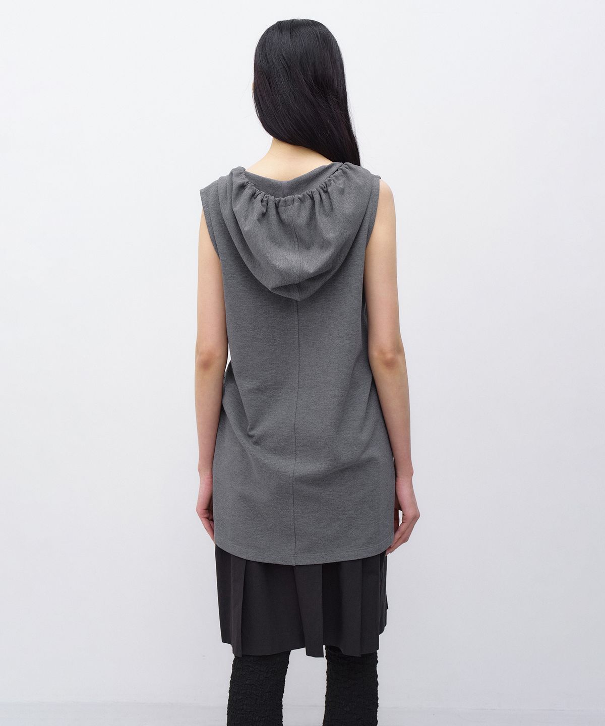 인사일런스 우먼(INSILENCE WOMEN) 스트링 후디드 탑 MELANGE GREY
