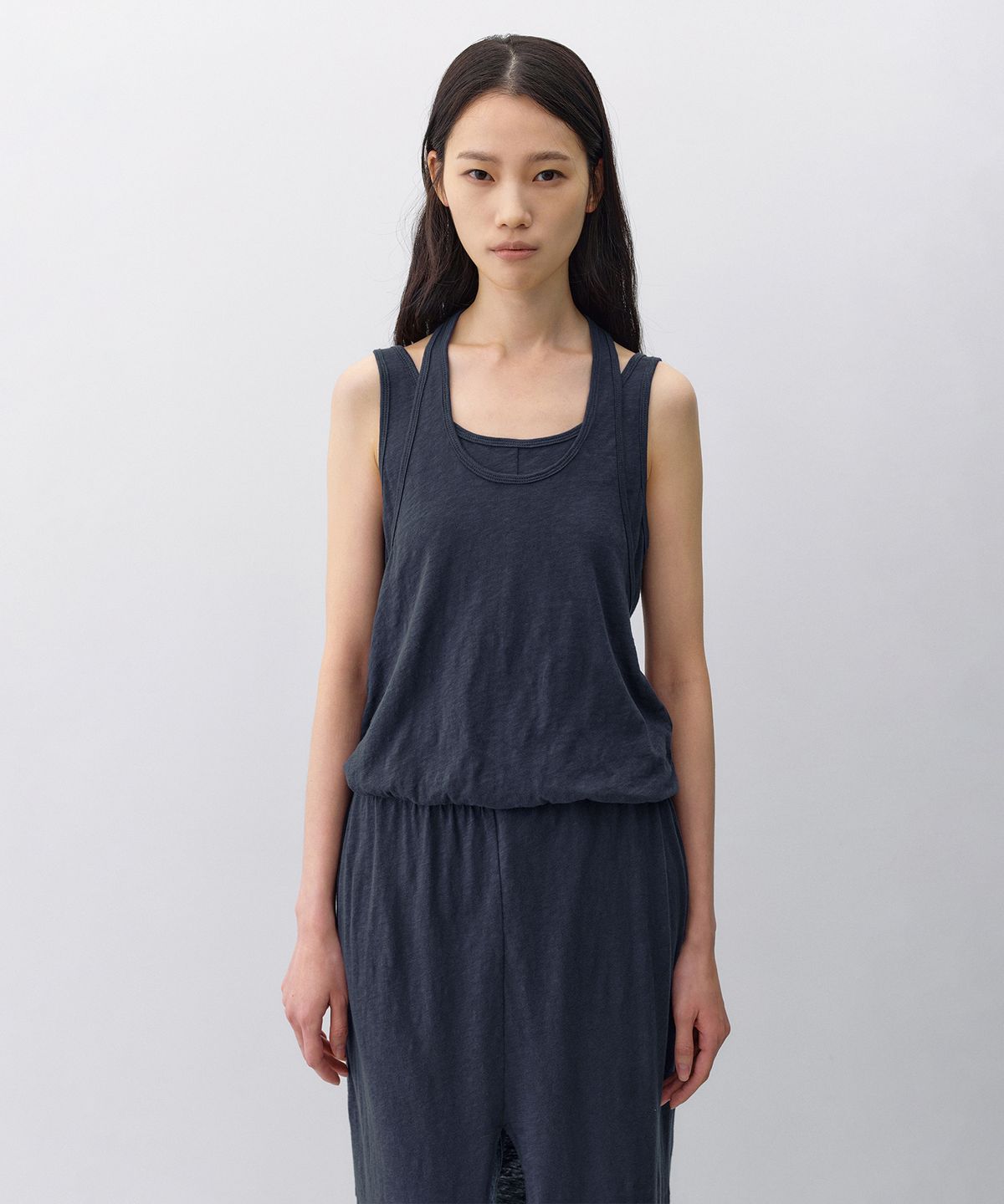 인사일런스 우먼(INSILENCE WOMEN) 니트라이크 레이어드 원피스 DARK BLUE