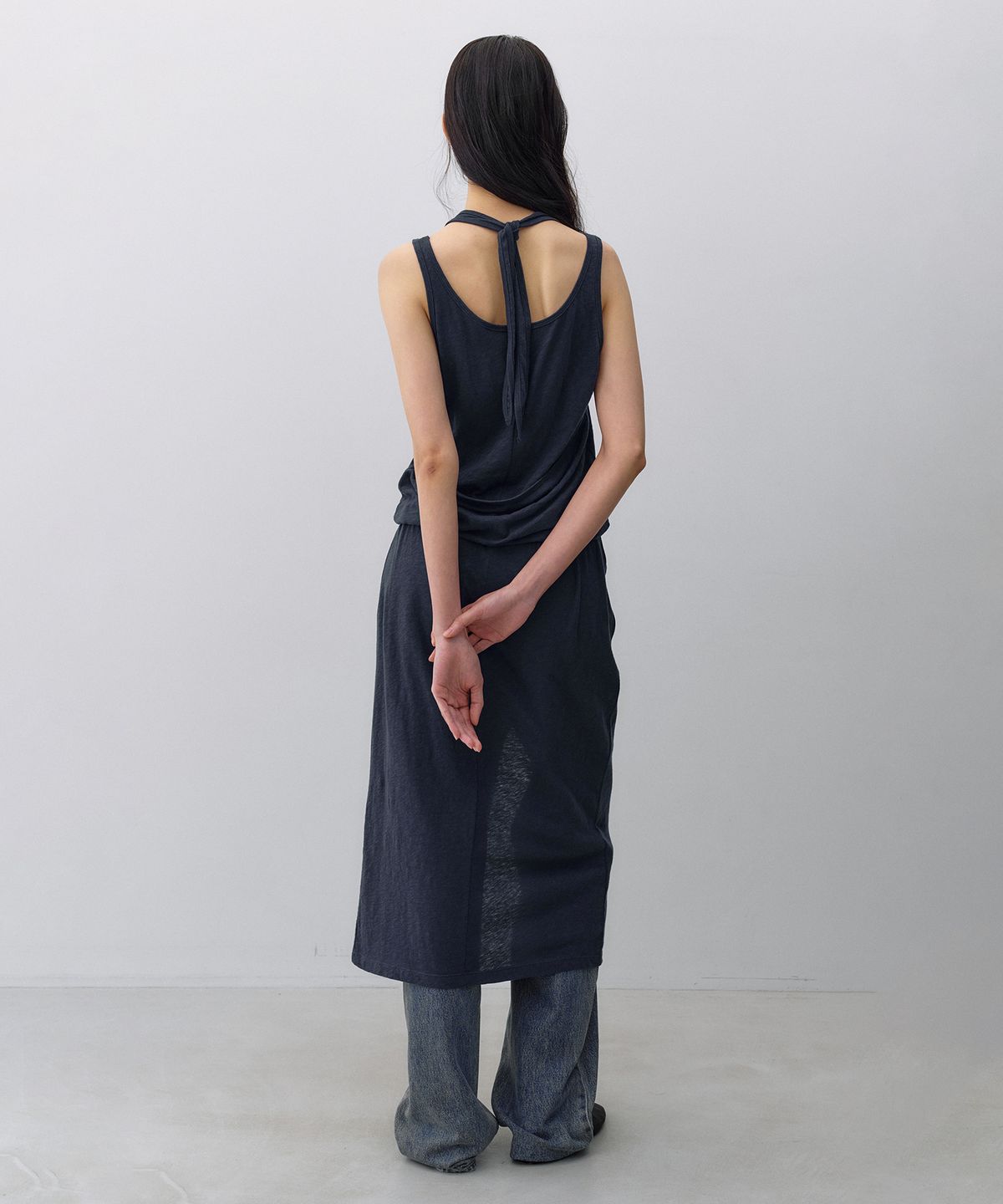 인사일런스 우먼(INSILENCE WOMEN) 니트라이크 레이어드 원피스 DARK BLUE