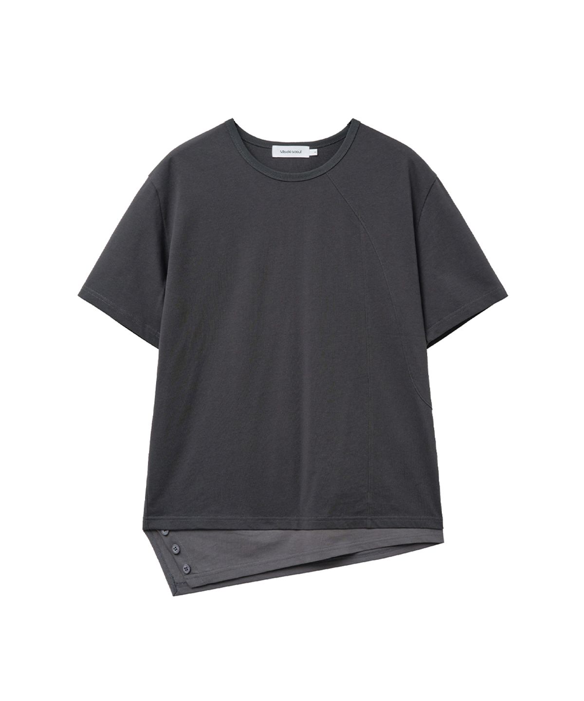 미세키서울 맨(MISEKISEOUL MEN) Line layered short sleeve CHARCOAL