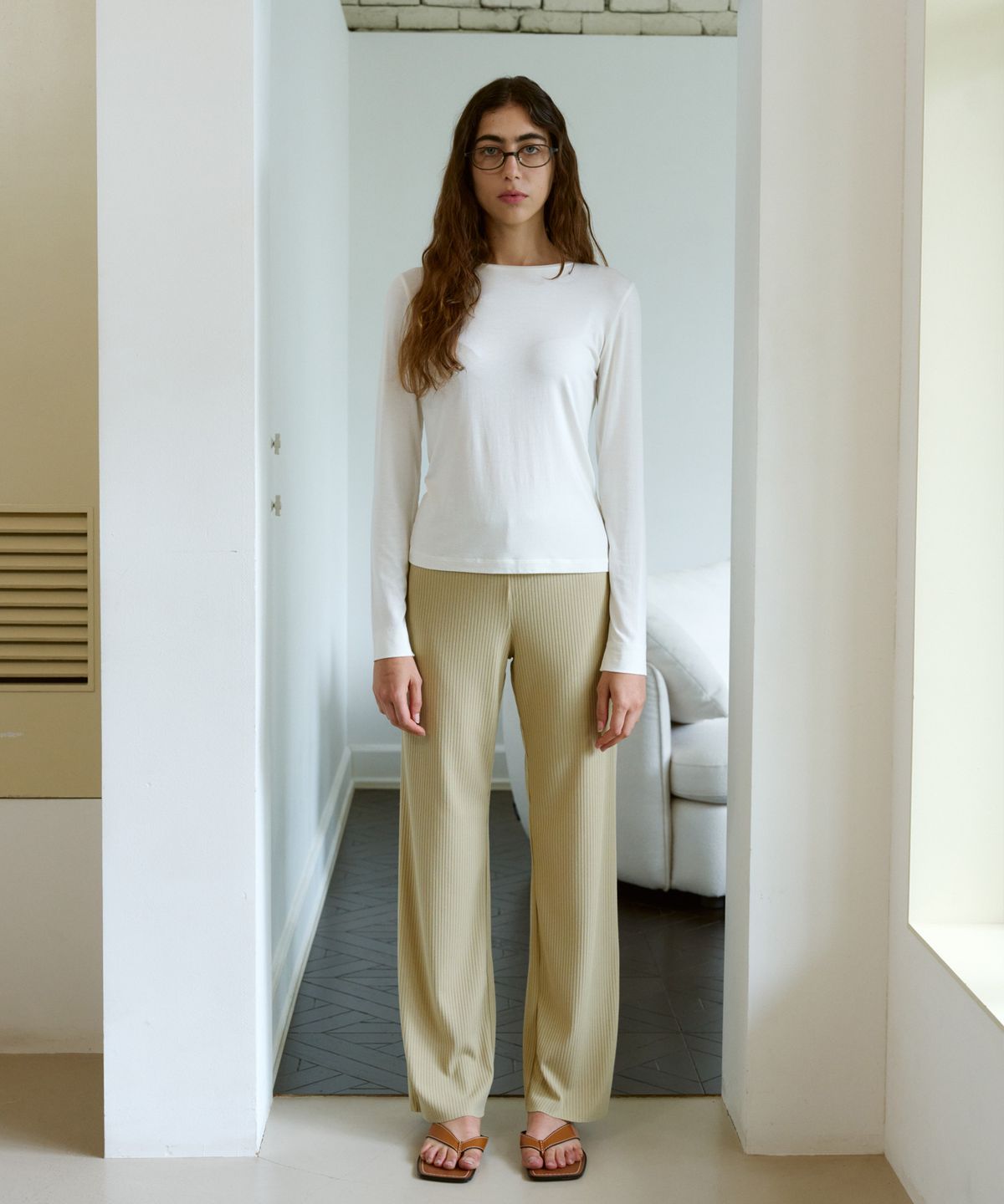 38컴온커먼(38COMEONCOMMON) Rib Knit Pants (Olive)