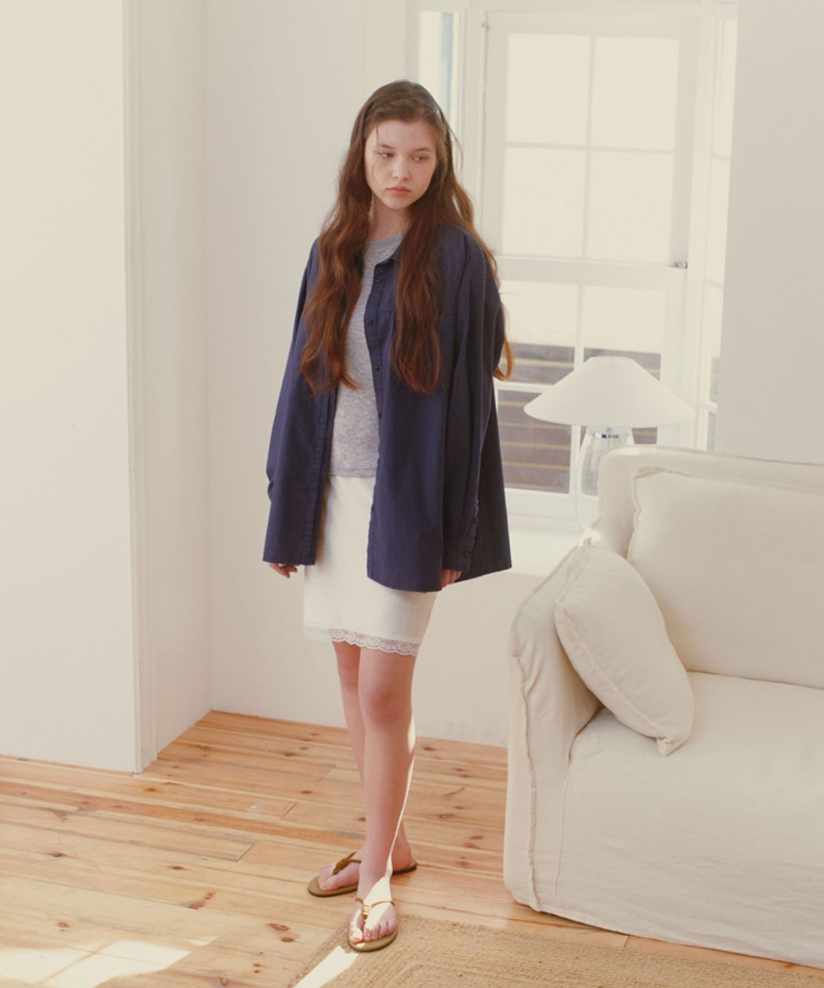스러움(SEUREOUM) Ines Layer Shirt_Navy